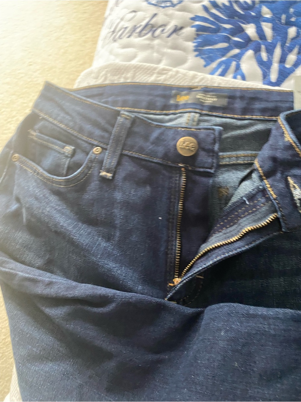 Lee Dark Indigo Denim Jeans - Metal Button Zip Fly